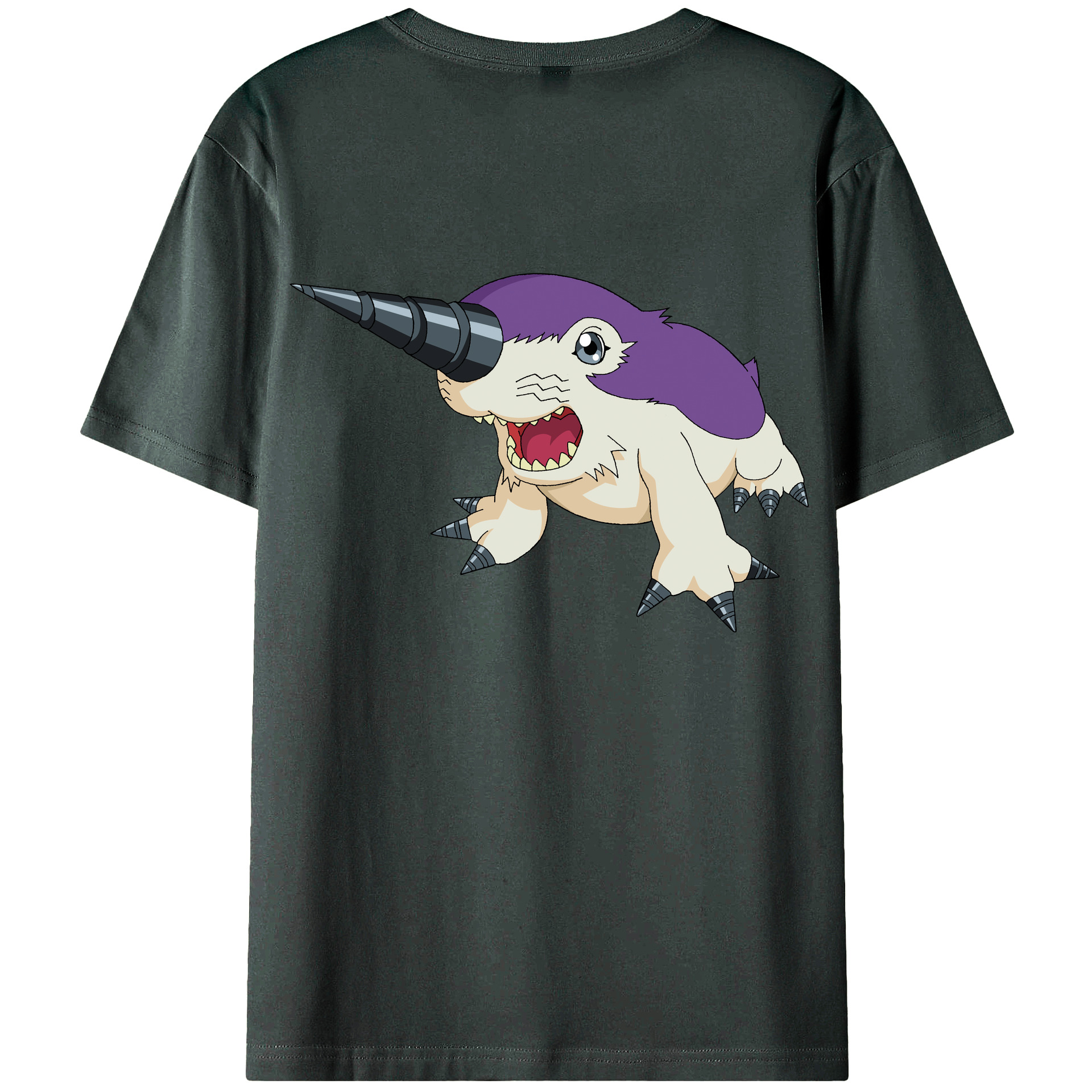 （画像用） Digimon デジタルモンスター/デジモン 綿100％ メンズ半袖Tシャツ（バックプリント） 通気性